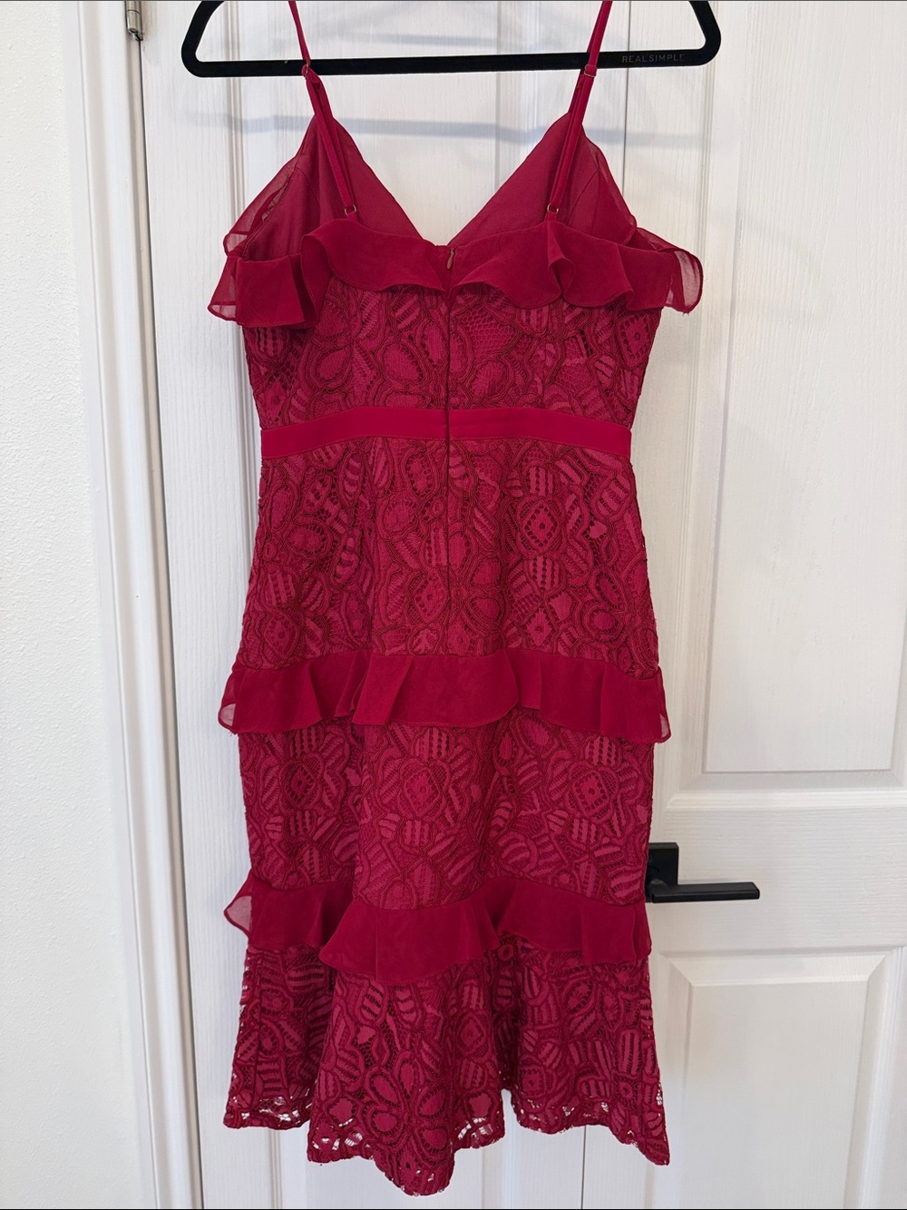 Adelyn Rae Burgundy Lace Ruffle Cocktail Dress Size Small - Picture 6 of 6